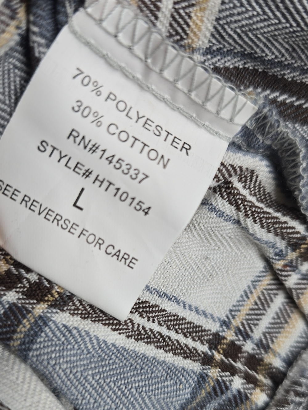 Hesperus Gray Brown Plais Long Sleeve Crossover Buttondown Country Granola Boho - Picture 7 of 8